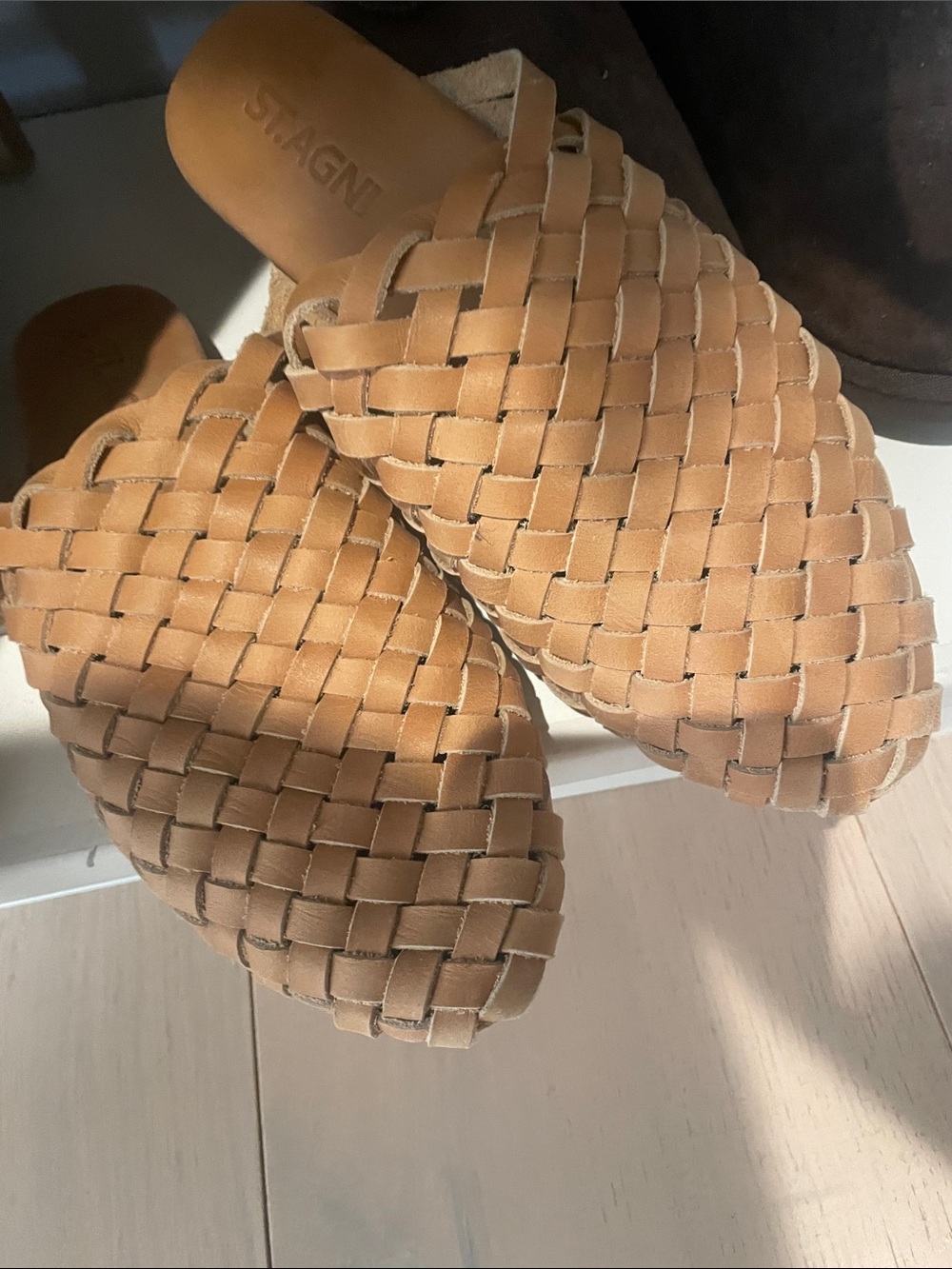 St Agni bunto woven leather slides 36 in almond - Picture 11 of 11